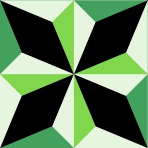 Green and Black Mid Century Tile Star | Large