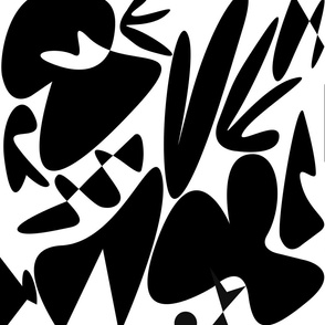 black and white modern abstract botanical woodland forest trees large scale