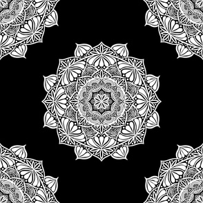 24” Monochrome Mandala Polka Dot - Large