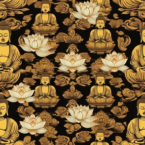 Golden Buddha and White Lotus