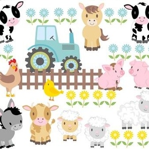 farm animals on white ground
