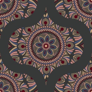 12” Royal Circle Rosette Dot Mandala Retro Ogee - Medium