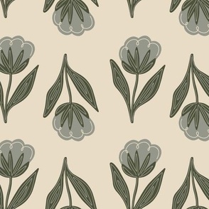Vintage Floral Block Print_Antique White and Evergreen Fog Green_12