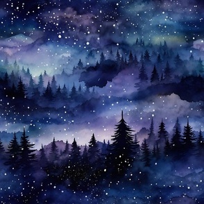 Smaller Magical Night Forest Starry Skies