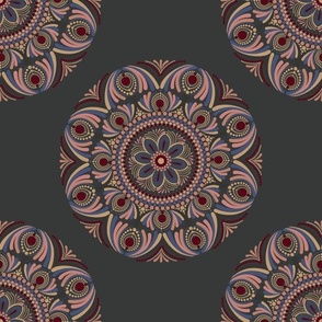 12” Royal Circle Rosette Polka Dot Mandala - Medium