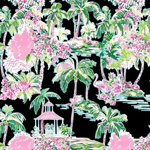 Lilly’s Palm Harbor Toile – Black  Wallpaper – New 
