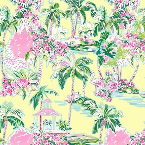 
Lilly’s Palm Harbor Toile – Banana Cream Wallpaper – New 
