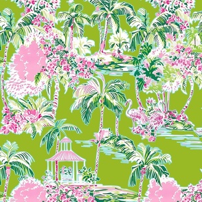 
Lilly’s Palm Harbor Toile – Electric Lime Wallpaper – New 
