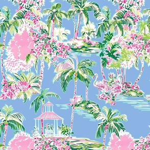 Lilly’s Palm Harbor Toile – Periwinkle  Wallpaper – New 
