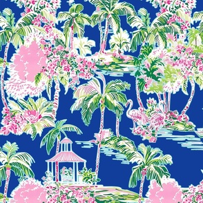 
Lilly’s Palm Harbor Toile – Royal Blue Wallpaper – New 
