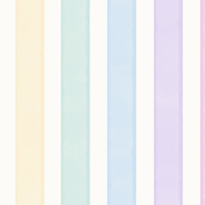 Watercolor Pastel Stripe Rainbow / Vertical / L