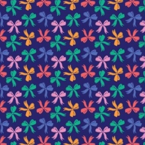Cute Rainbow Bows Fabric Navy Blue X Small Home Decor Wallpaper