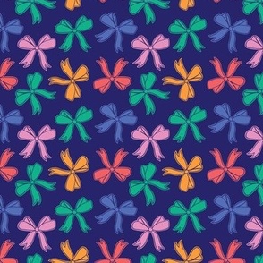 Cute Rainbow Bows Navy Blue Fabric Small Home Decor Wallpaper