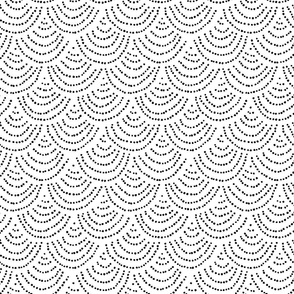 (M) Messy Dot Scallop/Mermaid Scale, Hand Drawn Modern Minimal, Black and White 