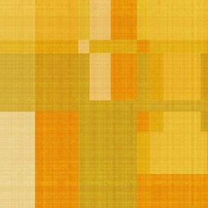 Larger Scale // Woven Patchwork Grid in Retro Harvest Gold, Avocado Green, Orange and Mustard Yellow