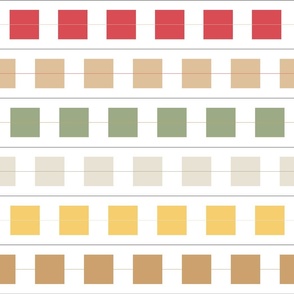 Abstract - Sage Green, Red, Tan and Beige - Shapes Squares Geometric Minimalist Retro