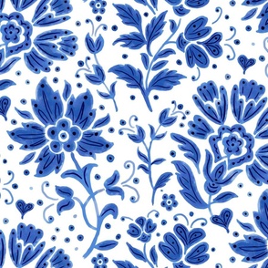 Paisley Floral Garden in Porcelain Blue