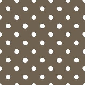 Medium Handdrawn Dots - rainbow quilting collection - white on Bark brown - Petal Signature Cotton Solids coordinate
