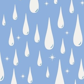 Raindrops and Retro Stars | Periwinkle Blue | Large