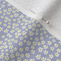 (XS) Tiny micro quilting floral - small white flowers on soft shadow blue