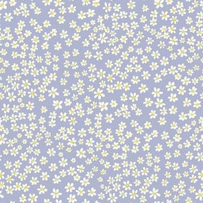 (XS) Tiny micro quilting floral - small white flowers on soft shadow blue