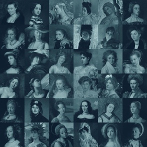 Painted Ladies - [L] Blue Shades Mosaic - Portraits of Women - Fine Art History - Elegant Novelty