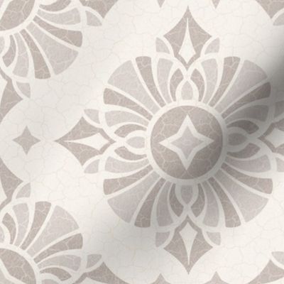 Textured & Tonal French Motifs Medium Scale - Taupe, Cream