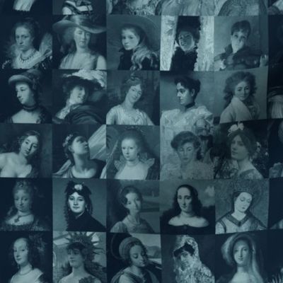 Painted Ladies - [S] Blue Shades Mosaic - Portraits of Women - Fine Art History - Elegant Novelty