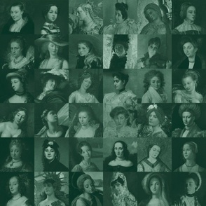 Painted Ladies - [L] Green Shades Mosaic - Portraits of Women - Fine Art History - Elegant Novelty