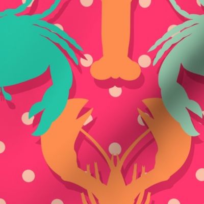 Crustaceans on Pink Polka Dots