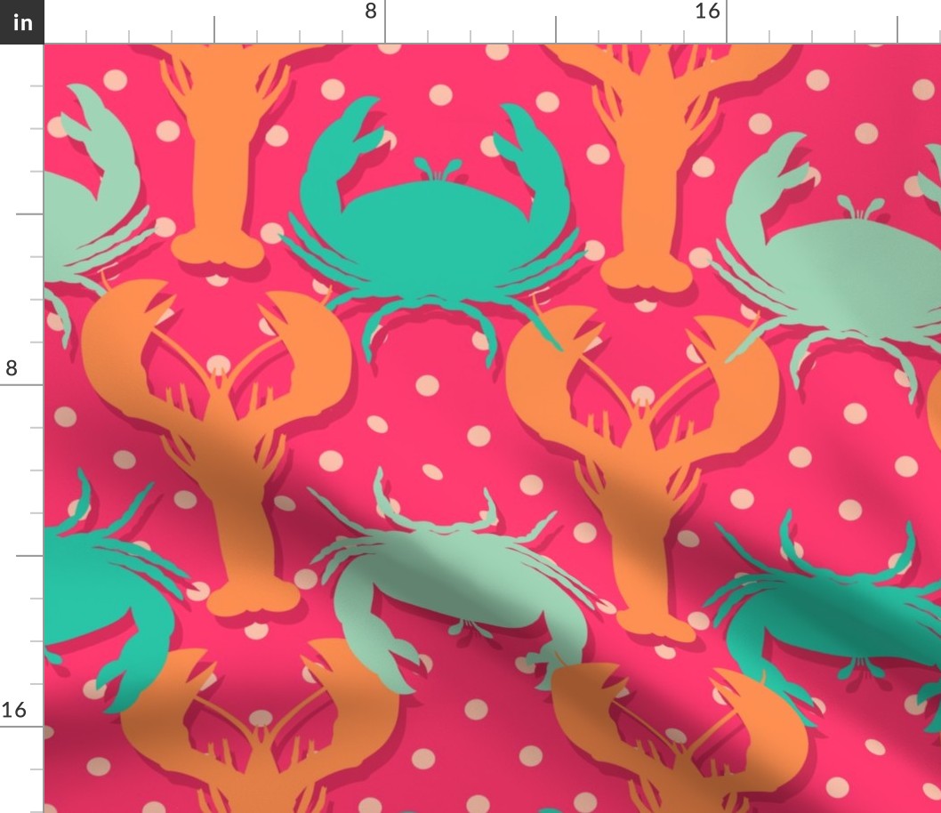 Crustaceans on Pink Polka Dots