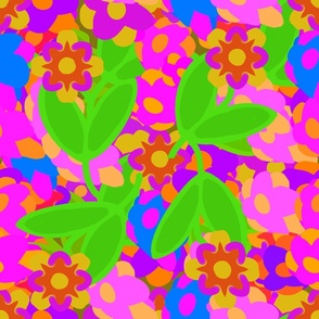 Brightly Colored Flowers Hand Drawn - JUMBO Scale