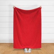 cute summer dress fabric white polka dots on bright  red 