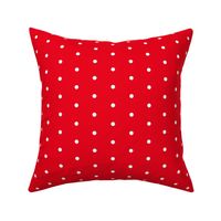 cute summer dress fabric white polka dots on bright  red 