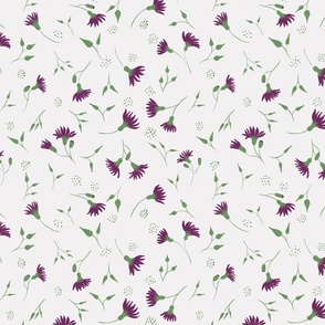 Botanical floral meadow cottage core // petite tossed //  purple mauve green