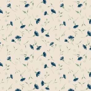Botanical floral meadow cottage core // petite tossed //  green blue