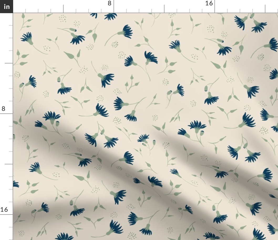 Botanical floral meadow cottage core // petite tossed //  green blue