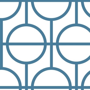 Circles / lattice / modern / powder blue / white / large scale