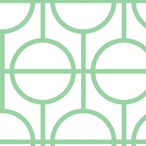 Circles / lattice / modern / pale green / white / large scale