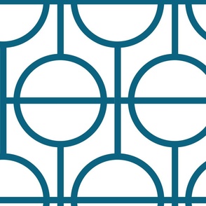 Circles / lattice / modern / dark teal / white / large scale