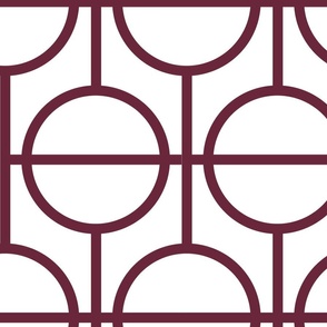 Circles / lattice / modern / maroon / wine / white / large scale