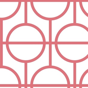 Circles / lattice / modern / rose / white / large scale