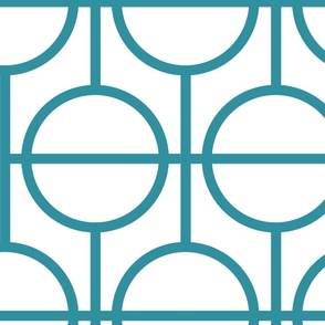 Circles / lattice / modern / teal / white / large scale