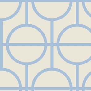 Circles / lattice / modern / light blue / cream / large scale