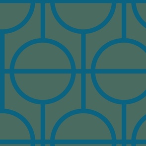 Circles / lattice / modern / dark teal  / pine / large scale