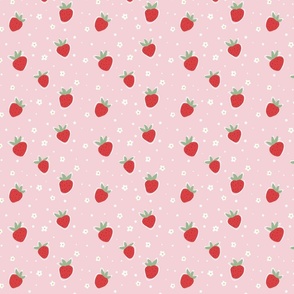 Summer Strawberry Pink Pattern Red Strawberries
