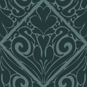 Felicity Large Scale Teal Blue Two Tone Damask