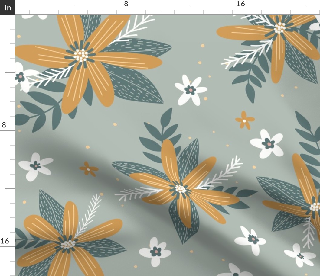 Felicity Large Scale Must Floral On Green