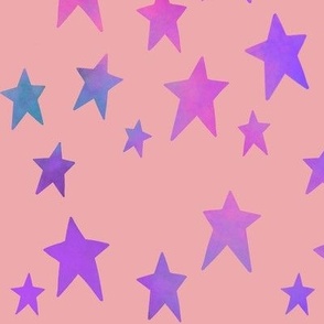 Watercolor Stars on Light Pink