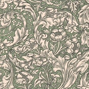 BACHELORS BUTTON (Traditional Arts and Crafts Style) IN IRISH MOSS - WILLIAM MORRIS